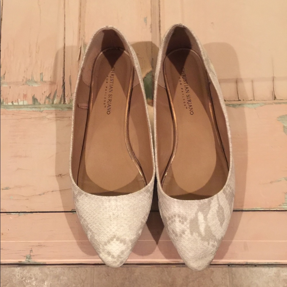 Embossed snake skin print flats